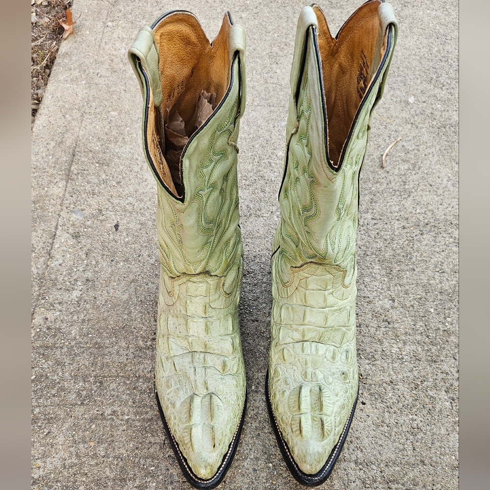 Cowboy Boots Alligator Leather Women US Size 8 Mexico in color Sage Green - Picture 6 of 13